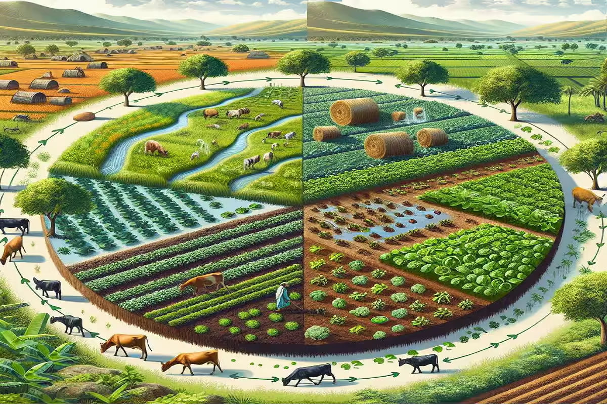Vibrant green agricultural fields managed under sustainable farming practices